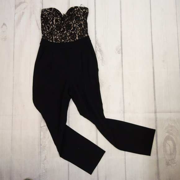 Express Lace Bodice Strapless Sweetheart Jumpsuit - Picture 3 of 6